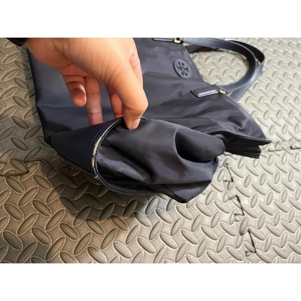 Tory Burch Packable Large Ella‎ Nylon Tote Navy Blue Purse Womens Travel